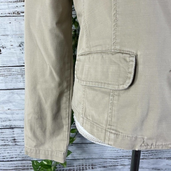 Allen Schwartz ABS Jacket sz Small Gold Sparkle Linen Fringe Boho Wedding Career - Picture 10 of 16